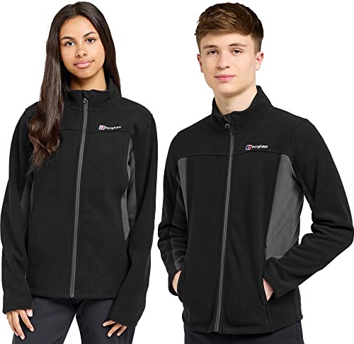 Berghaus Kid’s Tyndrum Full Zip Fleece with High Neck & 2 Hand Pockets, Warm, Soft & Comfortable Midlayer Jacket for Boys & Girls (UK, Age, 5 Years, 6 Years, Regular, Black)