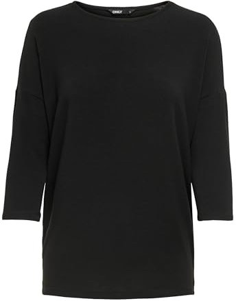 ONLY Women's Onlglamour 3/4 Top Jrs Noos T Shirt, Black (Black Black), L UK