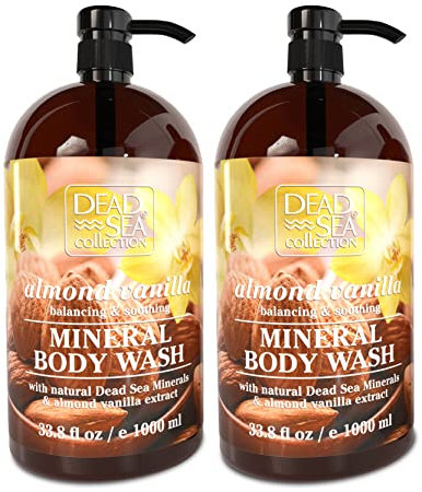 Dead Sea Collection Gel douche à la vanille et aux amandes - naturel infusé de vanille et d'amandes apaisantes - Gel douche pour femmes - Grand pack de 2 (2000 ml)