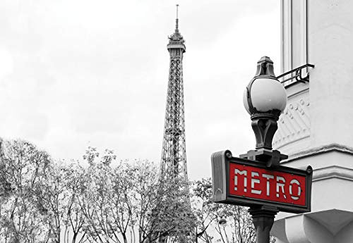 Forwall Fototapete Vlies Tapete Wanddeko Stadt Metro - U-Bahn Eiffelturm Paris Moderne Wanddekoration 3628V8 368cm x 254cm Schlafzimmer Wohnzimmer