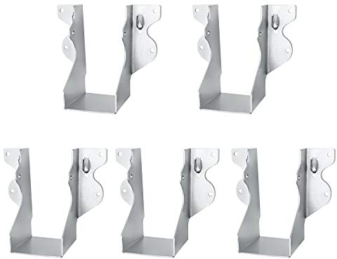 QWORK® 50 x 95 mm Sabot de Charpente en Acier Galvanisé, Sabots de Poutre Supports de Connecteur Structurel Joist Hangers, 5 Pièces