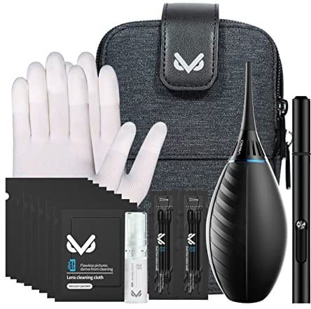 VSGO VS-A3E Kit de nettoyage professionnel pour appareil photo avec sac portable, stylo de nettoyage pour objectif et chiffon en coton compatible avec appareils photo reflex numériques Canon, Nikon,