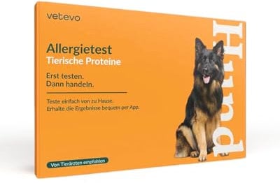 vetevo Allergietest Tierische Proteine Hund, Unverträglichkeitstest Hunde, bei Durchfall, Juckreiz & Pfotenlecken, Testet auf 80 Tierische Proteine