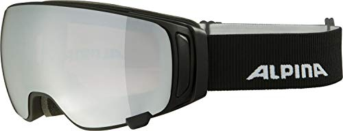 ALPINA DOUBLE JACK MAG Q-LITE - Verspiegelte, Kontrastverstärkende Wechselscheiben OTG Skibrille Mit 100% UV Schutz Für Erwachsene, black matt, One Size