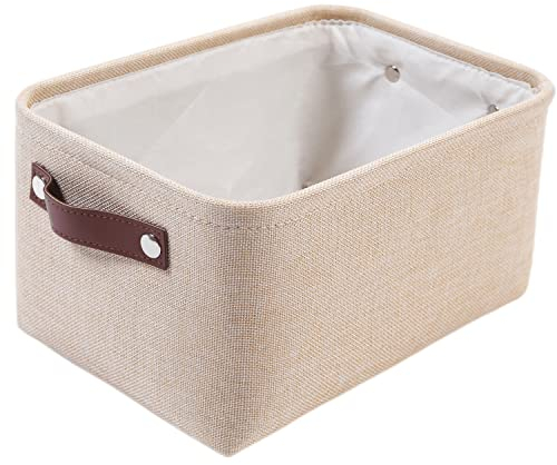 SOCOHOME Faltbare Aufbewahrungskörbe aus Stoff, Verdicktes Leinen Stoff Aufbewahrungsbox für Spielzeug, Schrank, Regale, Schlafzimmer (Beige, Medium)