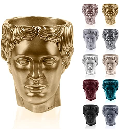 CONCRETTE Hermes Pot de Fleurs en béton | Ø 12 cm | Classic Gold | Pot de Fleurs en Ciment | Fabriqué à la Main dans l'UE