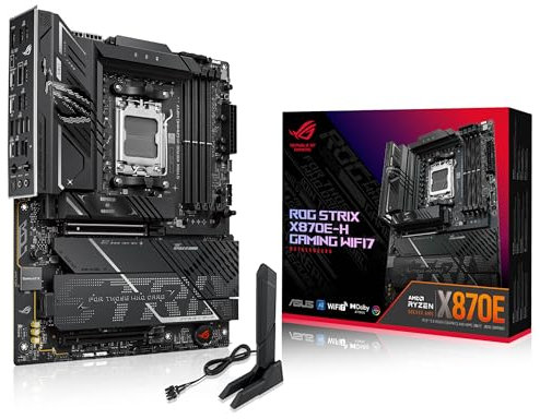 ASUS ROG Strix X870E-H Gaming WIFI7 Mainboard Sockel AMD AM5 (ATX, DDR5, WiFi 7, 4X M.2, PCIe 5.0, 2X USB4, PCIe Slot Q-Release, Aura Sync)