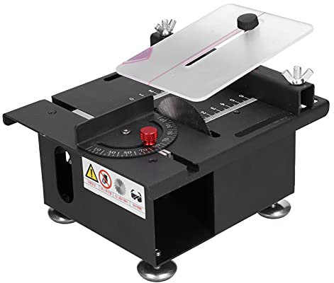 Mini Sega da Banco, 100W 6000RPM Sega Circolare da Banco, Sega da Tavolo Elettrico Sega Portatile Fai da Te con Taglio ad Angolo 0-90, 7 Livelli di Velocità Regolabili(Nero)
