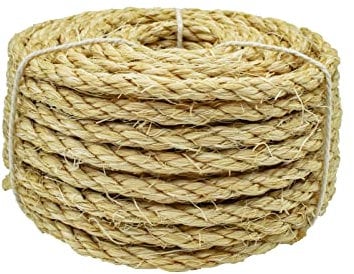 Cuerda de sisal para gatos, cuerda de cáñamo gruesa natural de 6 mm para reparar postes rascadores de gatos, cuerda de yute, decoración del hogar (30 m, natural)