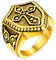 PROSTEEL Herren Ritter Schild Statement Ring Größe 69 18k vergoldet Kreuzritter Siegel Ring für Männer Halloween Modeschmuck Accessoire