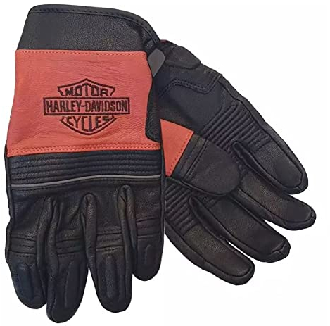 HARLEY-DAVIDSON Herren Motorrad-Handschuhe Grapnel Colorblocked Leder-Handschuhe Warme Biker Touchscreen Handyhandschuhe, L
