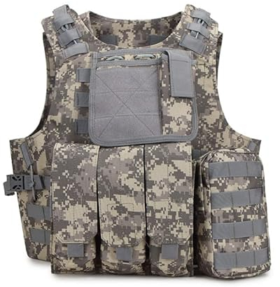 HYCOPROT Taktische Weste, 1000D Oxford verstellbare Militär-Airsoft-Weste, für spezielle Mission, Outdoor-Abenteuer-Paintball, Militärtraining (ACU)