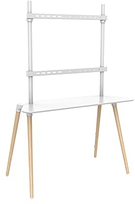 RHSH TV-Halterung, TV-Bodenständer, Buche, TV-Ständer, Halterung mit abnehmbarem Regal, Bodenecke, TV-Ständer, Hängeständer für 60-75 Zoll Fernseher, hält bis zu 40 kg TV-Ständer für schwere