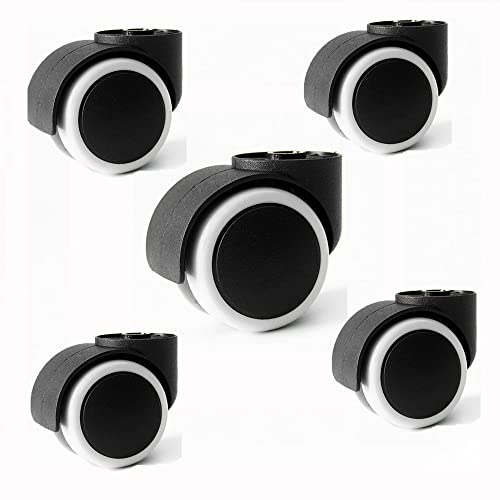 BIRLD 5er Set Ohne Stift Bürostuhlrollen, 50mm Ersatzrollen Zubehör Bürostuhlrollen Leise Schwenkrollen Hartbödenrollen Polyurethan-Räder (Color : A)