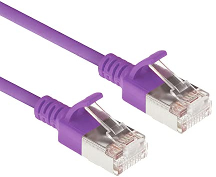 ACT CAT6a Netzwerkkabel, U/FTP LSZH LAN Kabel Dünn 3.8mm Slimline, Flexibles Snagless CAT 6a Kabel mit RJ45 Stecker, für den Einsatz in Datenzentren, 0.15 Meter, Lila – DC7330