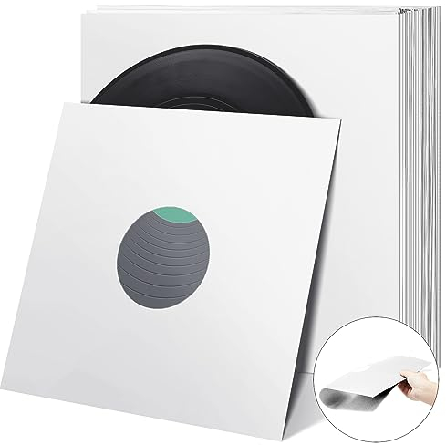 Henoyso 40 Stück 30,5 cm Vinyl-Schallplattenhüllen, Weiß, Blanko, Album, Papier, PO-Innenhüllen, quadratisch, für Vinyl-Schallplatten, Sammlungen