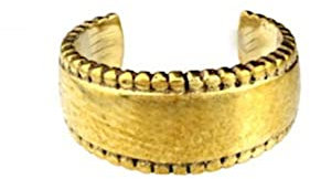 CHICNET Handgefertigte Ear Cuff Messing Ohrmanschette Boho Tribal Design, Dread Beads Perlen Punkterand glatt Ohrring Fake Helix Piercing Damen Herren Ohrklemme gold antik
