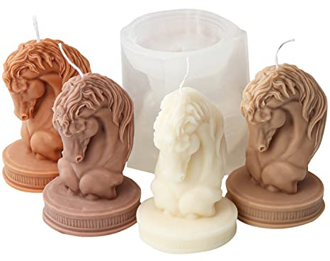 JS MOLD Kerzenform Silikon 3D Pferdekopf Statue Kerzenform DIY Silikonform Kerzen-Gießen Formen Kerzenformen zum Gießen für Bastel Ornamente, Heimdekorationen