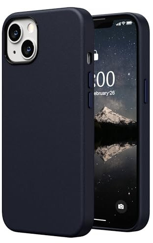 SURPHY Faux Leather Case Compatible with iPhone 13 Case 6.1 inch, Premium PU Leather Case Cover (with Metallic Buttons & Microfiber Lining) for iPhone 13 (Midnight Blue)
