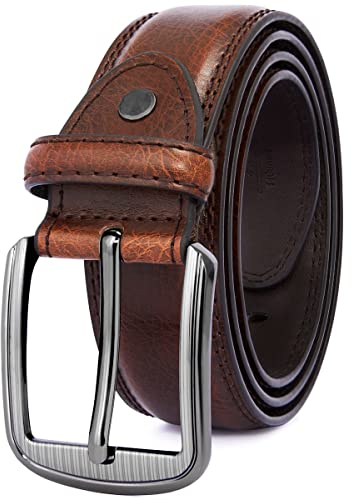 GSG SINCE 1998 Klassischer Ledergürtel für Herren - 37mm breit Gürtel Herren Leder Für Business und formelle Anlässe Gürtel für Männer Ledergürtel in Geschenkbox Dunkelbraun 34-38 inch