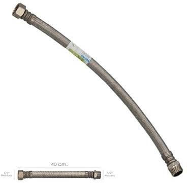 Verstärkter flexibler Schlauch, Edelstahl, männlich, 1/2 Zoll, Innengewinde 1/2 Zoll, Länge 400 mm