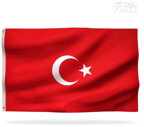 Drapeau de la Turquie Premium 150x90cm - Drapeau Turque résistant et de haute qualité avec 2 œillets métalliques - Soyez fier de vos couleurs !