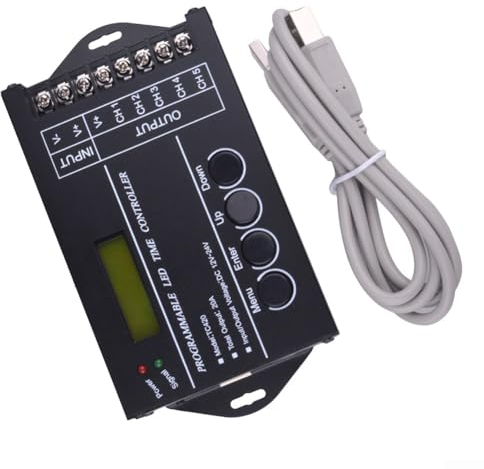 TC420 Zeitprogrammierbare RGB-LED-Anzeige, Controller, Timer, 5 Kanäle, DC 12–24 V