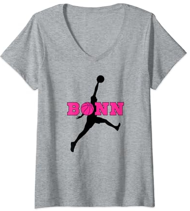 Bonn Basketball Fan Support Rheinland Stadion pink T-Shirt mit V-Ausschnitt