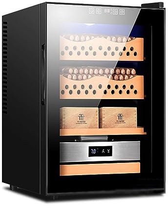 50L Humidor Cabinet Electric Cooling And Humidity Control Wine And Cigar Humidor Fridge with Bult-in Water Tank And Spanish Cedar Wood Drawer Shelves