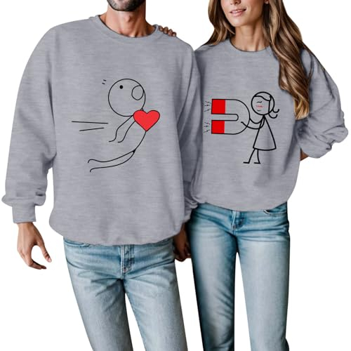 Caxndycing Felpa con cappuccio da uomo, oversize, per coppie, con cappuccio, per coppie, per San Valentino, per coppie, bronzo, XXL
