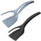 2PCS Egg Flipper Spatula, 2 in 1 Grip and Flip Egg Spatula Tongs, Non-Stick Turners for Sandwiches Bread Omelet Fish Steak French Toast, Tongs Grip Flip Fried Egg Turners Cooking Tool (Black+Grey)