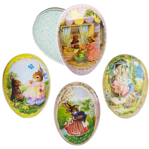 alles-meine.de GmbH 3 Stück - Füll - Pappeier - 36 cm - Holly Pond Hill - süße Hasen - Osterei - Ei zum befüllen - Deko Pappe Papp Pappeier Dekoei Pappostereier Füllen - Osterdek..