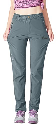 YSENTO Womens Walking Hiking Trousers Lightweight Quick Dry Water Resistant Outdoor Trekking Pants with Zipper Pockets(Iron Gray,M)