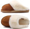 KuaiLu Chausson Femme Hiver Peluche Fourrure Chaud Pantoufles Mouton Retourné Doublure Charentaise Confort Voute Plantaire Memory Foam Slippers Antidérapant Semelle Sans talon Kaki 39
