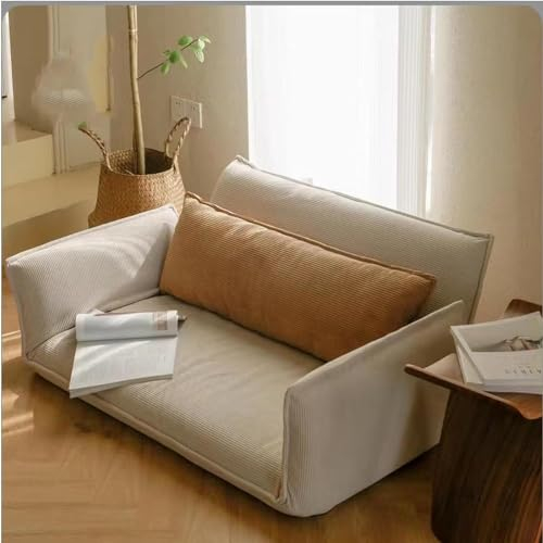 4-in-1 umwandelbares Sofa, verstellbares Boden-Sofabett, faltbares Schlafsofa mit 5 Positionen Rückenlehne und Handläufen, umwandelbares Schlafsofa mit langem Kissen, Beige, Größe L