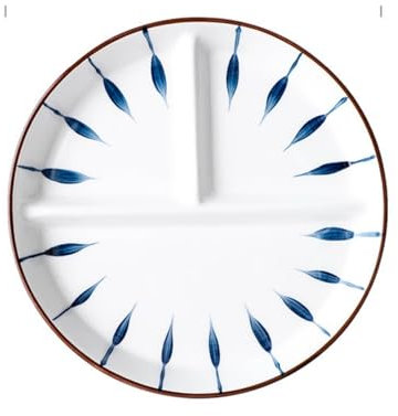 AENZAPiatto Scomparti Ceramica, Piatti Ceramica,Piatto Diviso in Tre per Dieta Adulti, Piatti per Snack, Insalata, Dessert, Piatto Diviso in Tre per Dieta (8 Pollici)