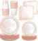 ZIMAIC Party Tableware,141 Pcs Rose Gold Foil Dots Party Supplies Party Tableware, Dinnerware Set, Party Paper Cups Plates Napkins Cutlery,for Birthday,Weddings,Anniversary Decorations 20 Guests