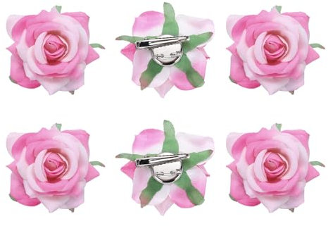 Sourcing Map 6 Pcs Light Pink Floral Rose Flower Hair Clips, 3 Inch Flower Hair Pins, Women's Hair Accessories
