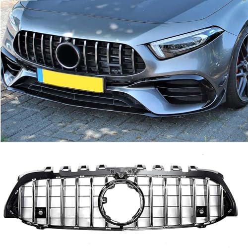 Qtywqh Griglia Paraurti Anteriore per Mercedes Benz A Class W177 A200 A220 2019-2022, Auto Griglia Anteriore Radiatori Nido d'Ape Grille Accessori Modificati,B/Silver