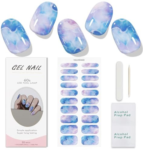 JMEOWIO Nagelfolie Orange Lila Blauer Marmor Gel Nail Nagelfolien Selbstklebend Nail Sticker Uv Härtend Dekoration Nageldesign Zubehör