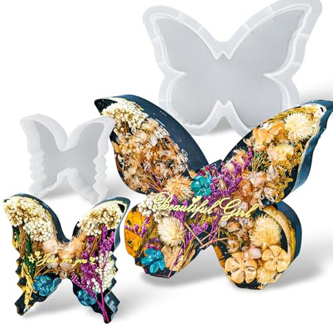 Butterfly Resin Molds Set 8'' Large Ornaments Silicone Epoxy Resin Deep Casting Mold DIY 2 Sizes Butterflies Art Craft Mould for Flower Preservation Bookends Insect Specimen Christmas Home Decorations