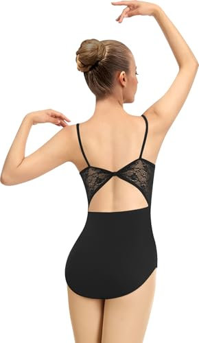 Mulnall Damen Camisole Ballett Trikot für Tanz Rundhalsausschnitt, Full Front Futter, Spitze Bogen hinten(23937-06-M)