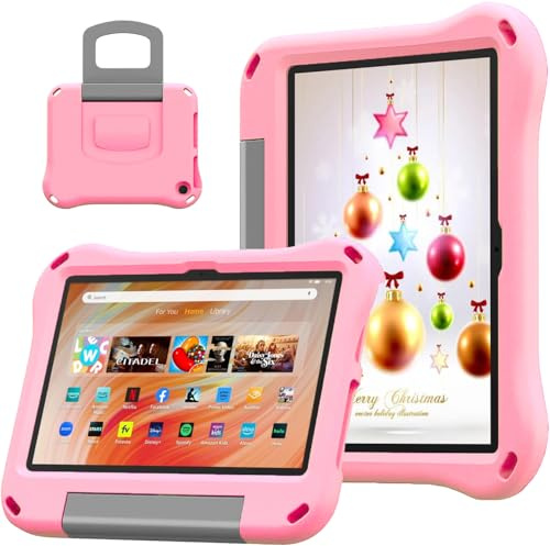 Riaour 10 inch Tablet Case for kids,(Compatible with 13th/11th Gen 2023/2021) (Incompatible with iPad Samsung 10 inch Tablet),Light Weight Shock Proof Convertible Handle Stand Kids Case (A-Light Pink)