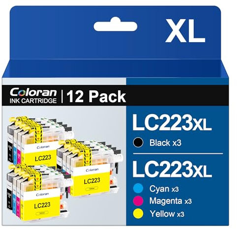 Coloran LC223 LC223XL Druckerpatronen Ersatz für Brother MFC J5320DW Patronen MFC-J480DW MFC-J4420DW DCP-J4120DW J880DW J4620DW J680DW J4625DW J5625DW (12er-Pack)