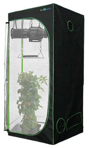 SunStream Growzelt Hydroponischer Growschrank 600D Hochreflektierendes Mylar mit Beobachtungsfenster und Bodenwanne Grow Tent für Indoor Pflanzenwachstum (Grün 120x60x150cm)