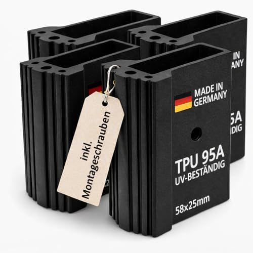 DRUCK SOLUTIONS Leiterfüße 4er Set | Ersatzfüße Aussenschuhe aus TPU für Traversen & Aluleitern — rutschfest, UV-Beständig, Hitzebeständig bis 90°C | Made in Germany | inkl. Befestigungsschrauben