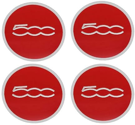 4 Stück Nabendeckel Aufkleber für FIAT 500 Abarth Punto Bravo Stilo Panda 56mm,Nabenkappen Abzeichen Sticker Auto Radnabenkappen Aufkleber Felgen Aufkleber Dekorationsaufkleber,Rot-normal