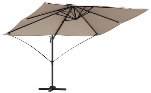 vidaXL Grand Parasol Déporté Taupe Polyester Grand Pliable Moderne