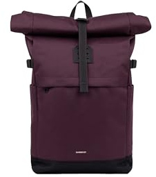Sandqvist Icon Rolltop Backpack 14”, 23L, Purple, Laptop Backpack, 14 Laptop Compartment, Water-Resistant, Recycled Materials