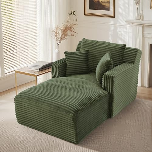 100 x 166 cm Schlafsofa & Gästebett für kleine Räume, Schlafsofa, Relaxsessel, Modernes Chaiselongue Sofa aus Cord, Lesesessel Bequem, Lazy Sofa, Büro & Apartment, Grün